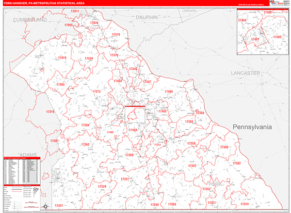 York-Hanover Metro Area Wall Map